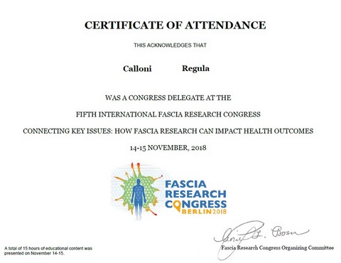 Diplôme de Regula Calloni (fascia-pilates)